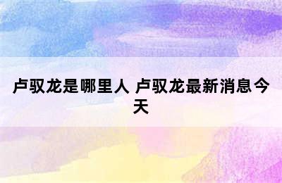 卢驭龙是哪里人 卢驭龙最新消息今天